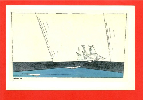 Segelschiff auf schwarzem und