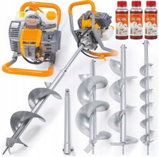 Benzin Erdbohrer 52ccm 6 PS Erdlochbohrer Pfahlbohrer Erdbohrgerät SET + Öl