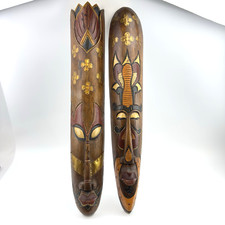 Formano Holzmasken Set | Handgeschnitzt | Wanddeko | Ethno-Stil | Afrika