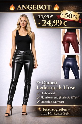 Damen lederoptik hose - lederoptik,