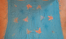 Sarong Batik Strandtuch Pareo Bali türkis mit Fransen