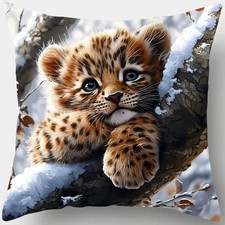 Kissenbezug Kissenhülle Dekokissen Leopard Leoparden Baby Kinder 45 x45cm Neu