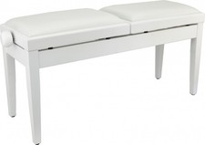Klavierbank Pianobank Weiß matt weiß Kunstlederbezug Doppelklavierbank