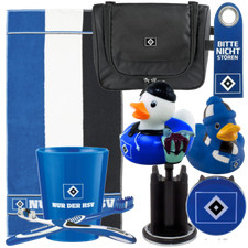 Hamburger SV HSV Handtuch, Waschbeckenstöpsel, Badeente, Zahnbürste, -becher