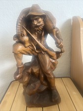 Handgeschnitzte Holzfigur Jäger mit Gewehr & Gams |Jagdmotiv |Massivholz 40cm
