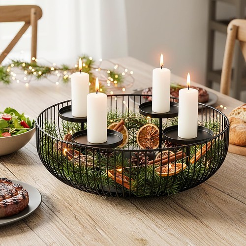 Adventskranz metall schwarz - metall,