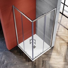 Duschkabine Eckeinstieg Schiebetür Duschabtrennung mit/ohne SMC Duschtasse 185cm