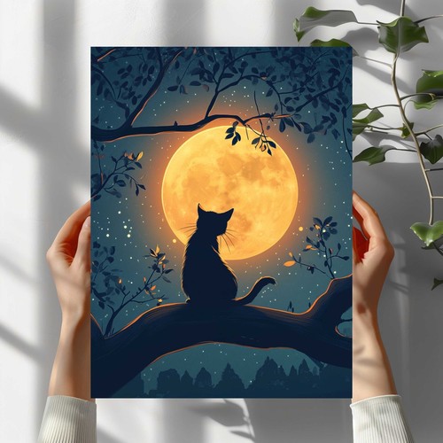 Katze und vollmond premium - und,