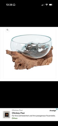Glasschale holz design unikat - glasschale,