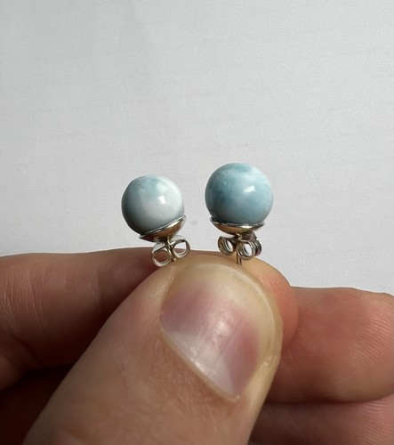 Larimar kugel ohrstecker - kugel, ohrstecker,