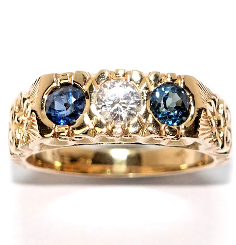 Ring gold diamant 25c - ring, saphir
