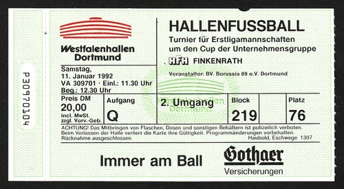 Ticket 1992 hallenturnier - ticket, |
