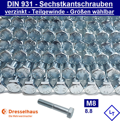 Din 931 sechskant - 931, m8