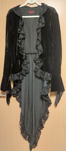 Gothic gehrock samt lang mit - gothic,