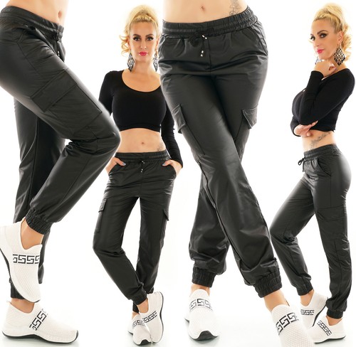 Damen hose lederlook - damen,
