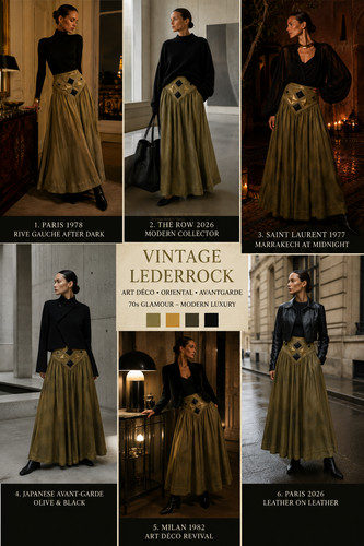 Vintage lederrock velours - vintage,
