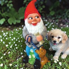 Gartenzwerg mit hund xxl - 70, cm