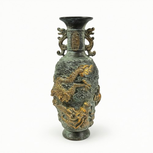 Vase mit drachenmotiv bronze - drachenmotiv,