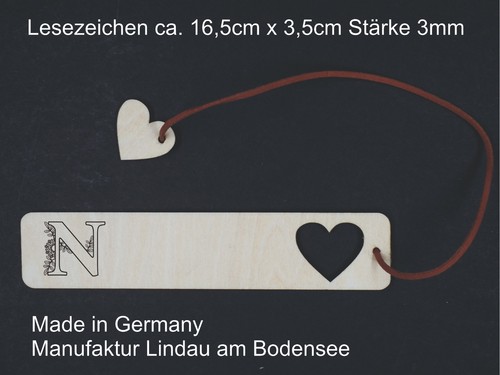 Lesezeichen holz mit lederband - lesezeichen,