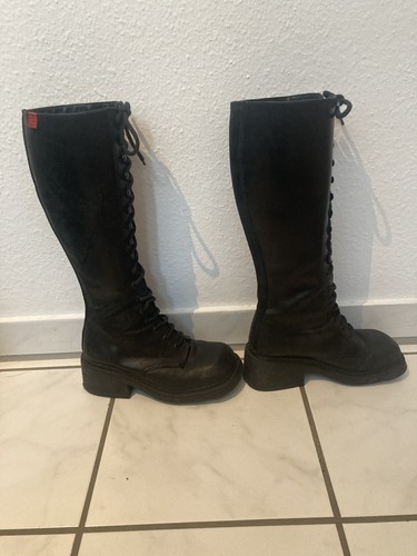 Schwarze lederstiefel zum - schwarze,