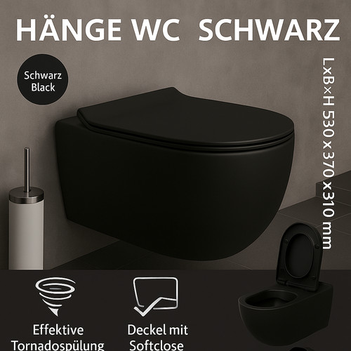 Hänge schwarz matt - wc,