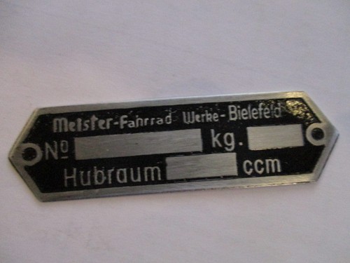 Typenschild schild meister - typenschild,