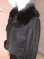 echter Toscana Pelz Lammfell Leder Wildlederjacke Gr. 36/38