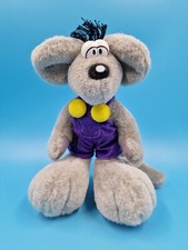 Diddlmaus Diddl Plüsch Maus Grau / Lila Latzhose Depesche 19cm Vintage Stofftier