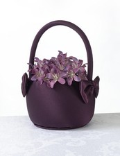 Streukörbchen "rund" in Pflaume (Lila), mit 2 Schleifen -Blumenkörbchen,Hochzeit