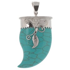 Vario-Clip Ketten-Anhänger echt Silber 925 Sterlingsilber Türkis Zahn 7,3 cm