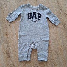 baby Gap Overall Anzug Einteiler Gr. 3-6 M 62-68 grau mit Teddy