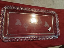 Vintage edle GLAS Königskuchenplatte Sandwichplatte Stollenplatte ca.32 cm