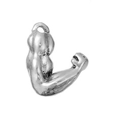 Anhänger, Charm 3D Bizeps 21x18mm Antiksilber 1x
