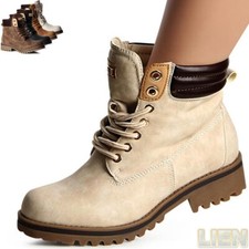 Damenschuhe Worker Boots Stiefeletten Stiefel Booties Schnürboots Trendy
