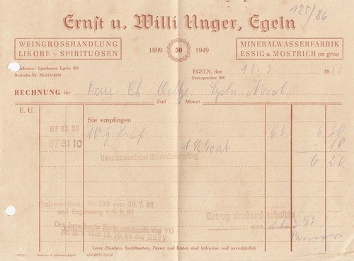 Egeln rechnung 1953 ernst - 1953,,