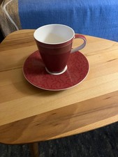 Villeroy & Boch Tasse mit Untertasse Caffe Club Floral, Berry, rot- wie neu