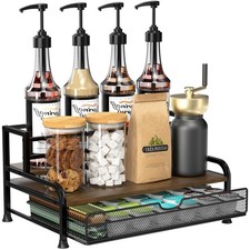 Kaffeekapselhalter 3-Tier Aufbewahrung Schublade Schwarz Holz Küche Zubehör