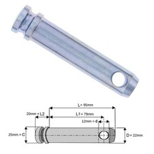 Unterlenkerbolzen Kat 1 Sicherungsbolzen Steckbolzen Ø 22mm L 95mm Bolzen