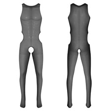 Herren Sexy Bodystockings Transparent Body Einteiler Overall Nylon Strumpfhose