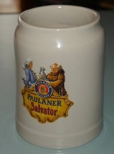 Paulaner Salvator Henkel-Krug Bierkrug Sammlerkrug Steingut Steinzeug  0,5 Liter