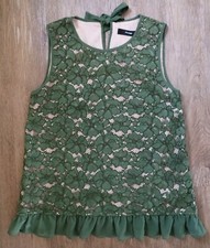 Hallhuber Damen Sommerbuse, Tunika, Spitzenbluse, grün, Gr. 36, sehr gut