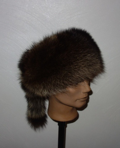 Waschbär pelz wintermütze - waschbär,