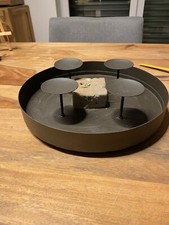 Kerzen Tablett Teller Metall Schwarz Deko 4 Jahreszeiten