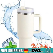 Thermobecher mit Strohhalm und Henkel, 1200ml 40oz Kaffeebecher To Go mit Deckel