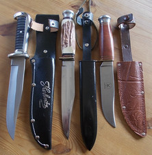 3 x Bowie-Messer mit Lederscheide - Metallscheide aus Solingen ! 