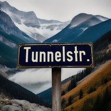 Alt Strassenschild Tunnelstr. Emaille Schild 70er Jahre Tunnel 50x20 cm