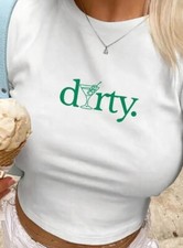 Damen Bauchfrei T-Shirt Dirty