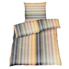 Hochwertige Baumwoll Bettwäsche Gestreift Braun Renforce 155x220 80x80