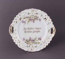 Antiker Porzellan Sammelteller - An Gottes Segen ist alles gelegen -