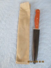 Altes Jagdmesser mit Eisen Scheide und Tasche Länge 26,8cm